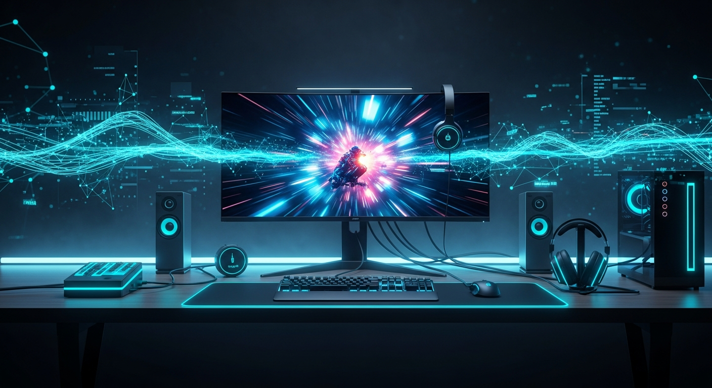 充满未来科技感的游戏设备背景